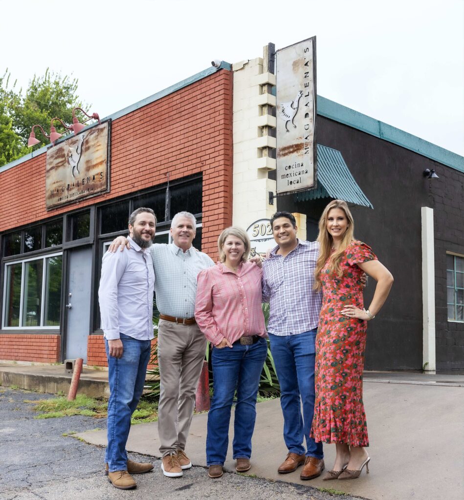 Gigi Howell and Bourke Harvey, partners behind the Westland Restaurant Group, and the crew from Magdalena’s photographed in Fort Worth on September 3, 2024.